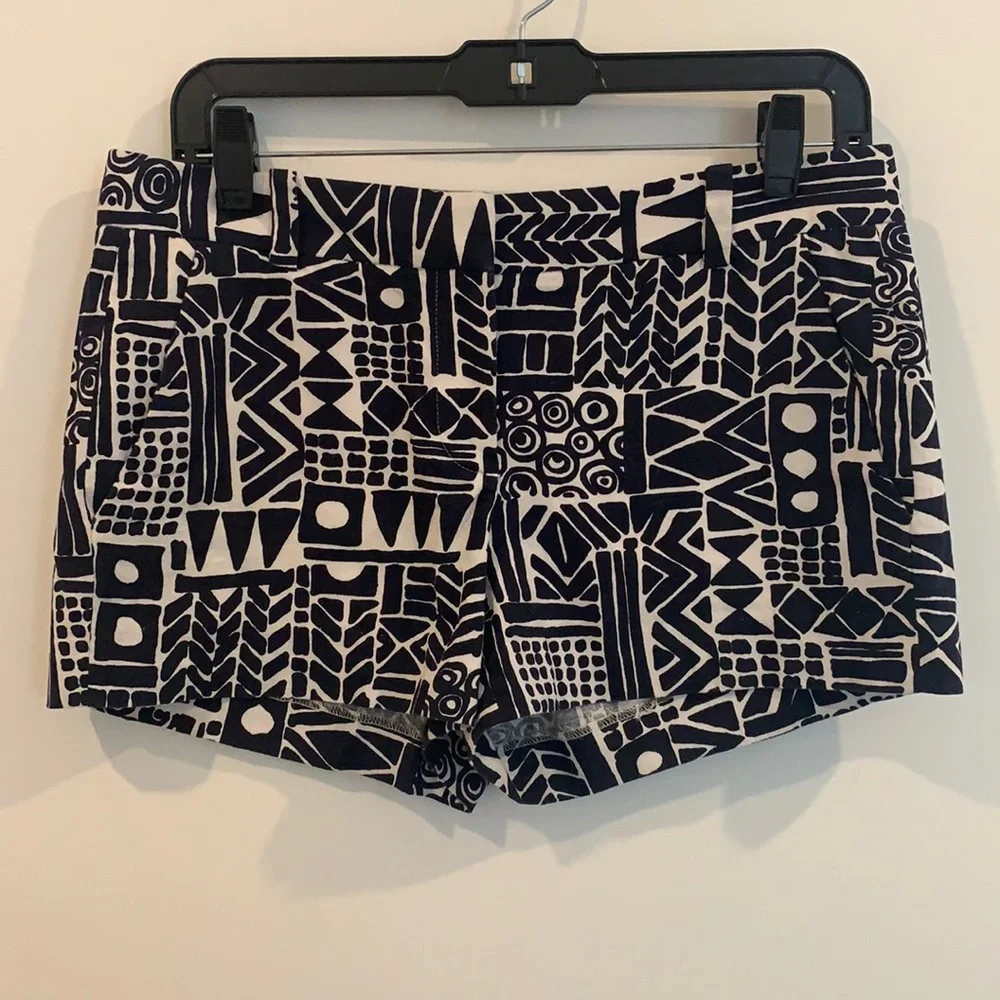 J. Crew Navy Geometric Pattern Shorts. Size 4